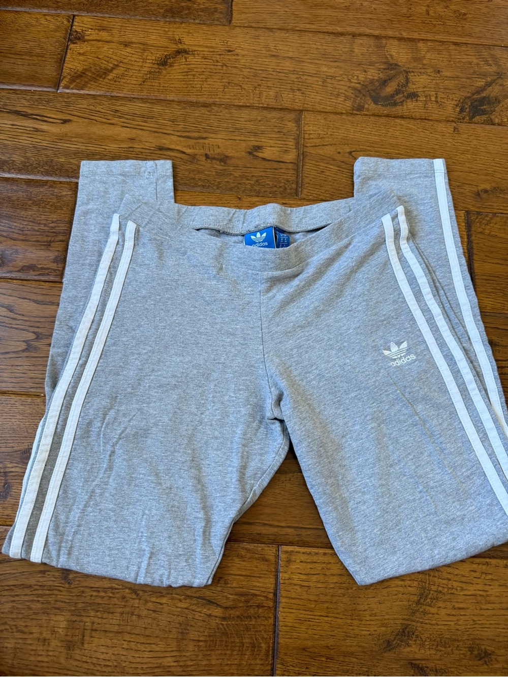 adidas Light Gray Kids Sweatpants with White Three-Stripes